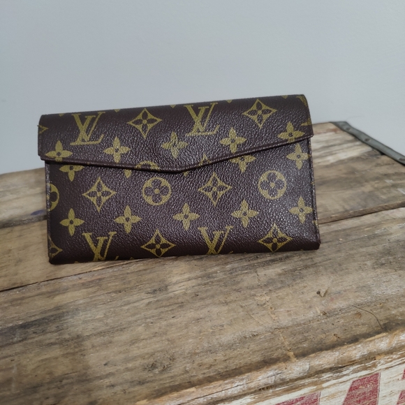 DAMAGED 80s Louis Vuitton LV large wallet Vintage multi pocket DAMAGED project - Picture 2 of 16